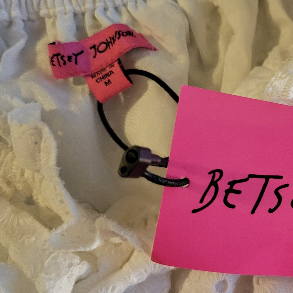 Betsey Johnson On/Off Shoulder White Eyelet Dress Size Med NWT - Picture 6 of 8